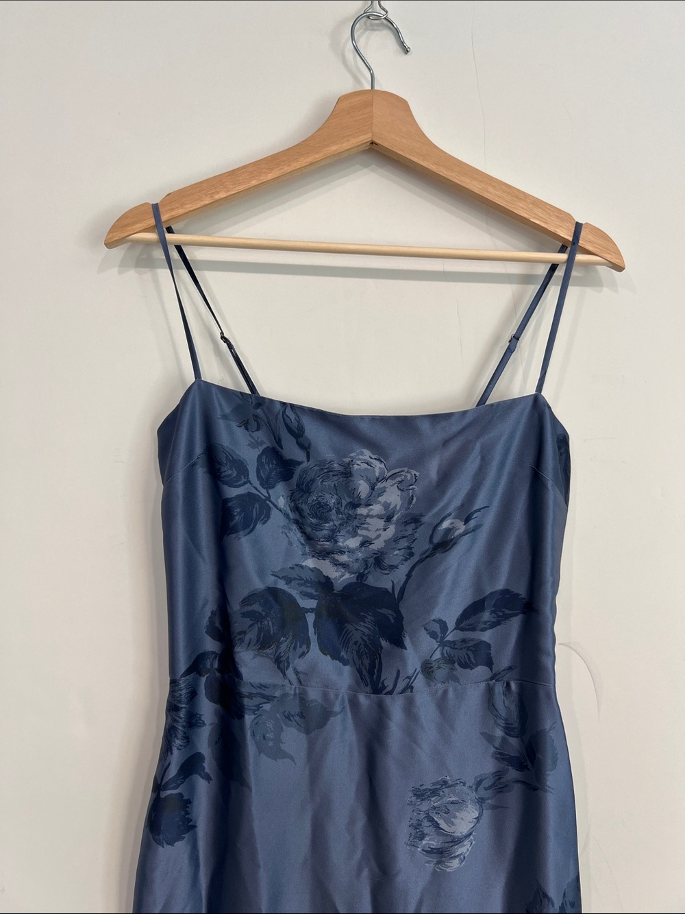 Reformation Blue Floral Satin Slip Gown - Picture 4 of 16